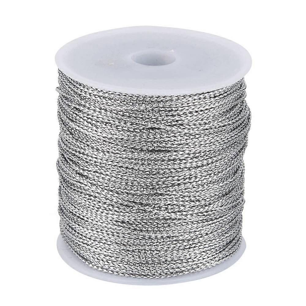 1mm Jewelry Braided Thread Metallic Threads Polyester Threads Silver 1mm about 109.36 yards(100m)/roll