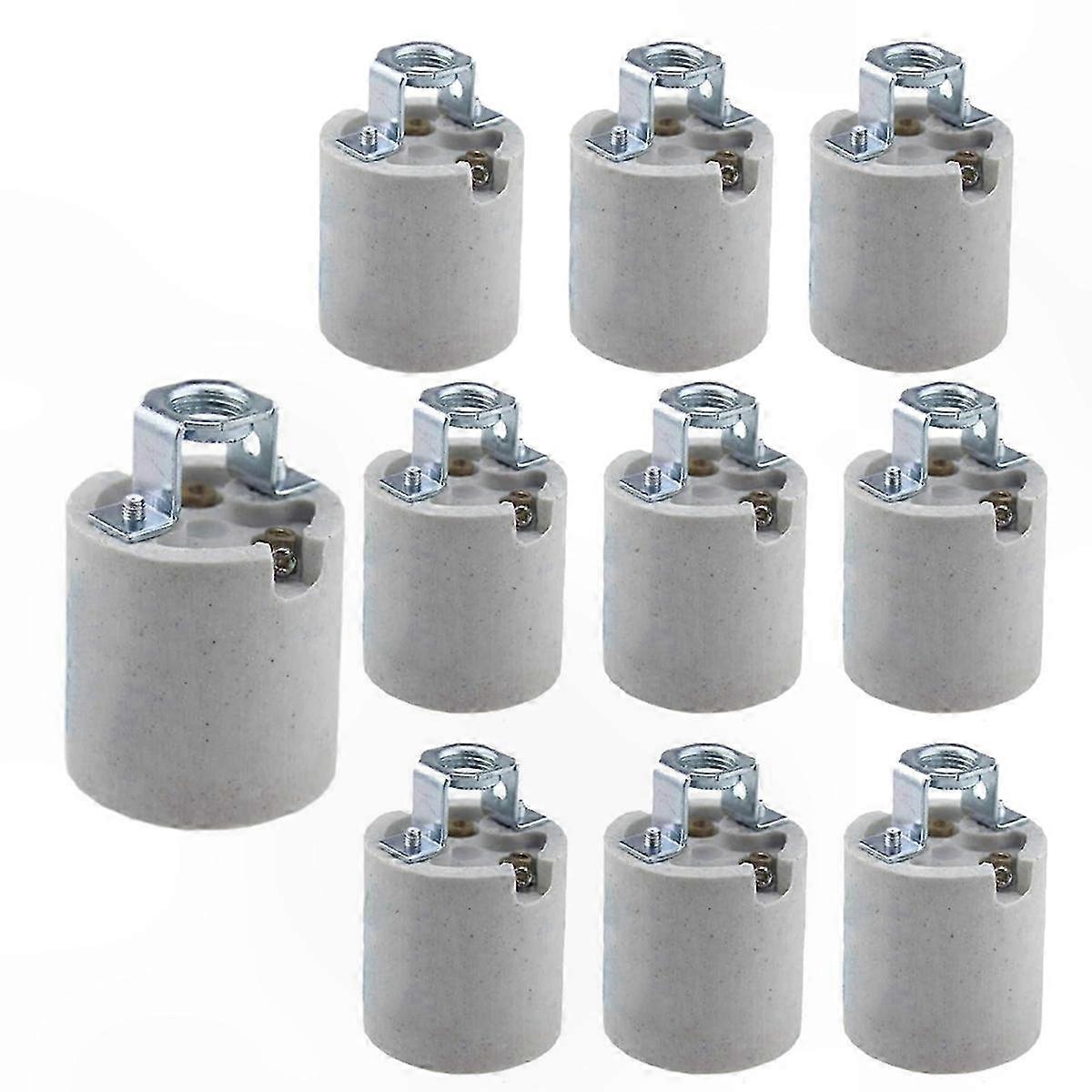 10 Pack E26 Medium Base Ceramic Bulb Holders for Hot Bulbs Without Wire