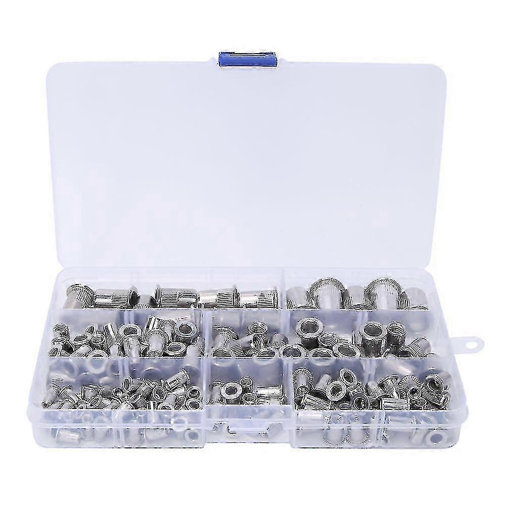 165 Pcs Rivet Nut Stainless Steel 304 M3~M10 Pull Rivet Nut Compartment Kit