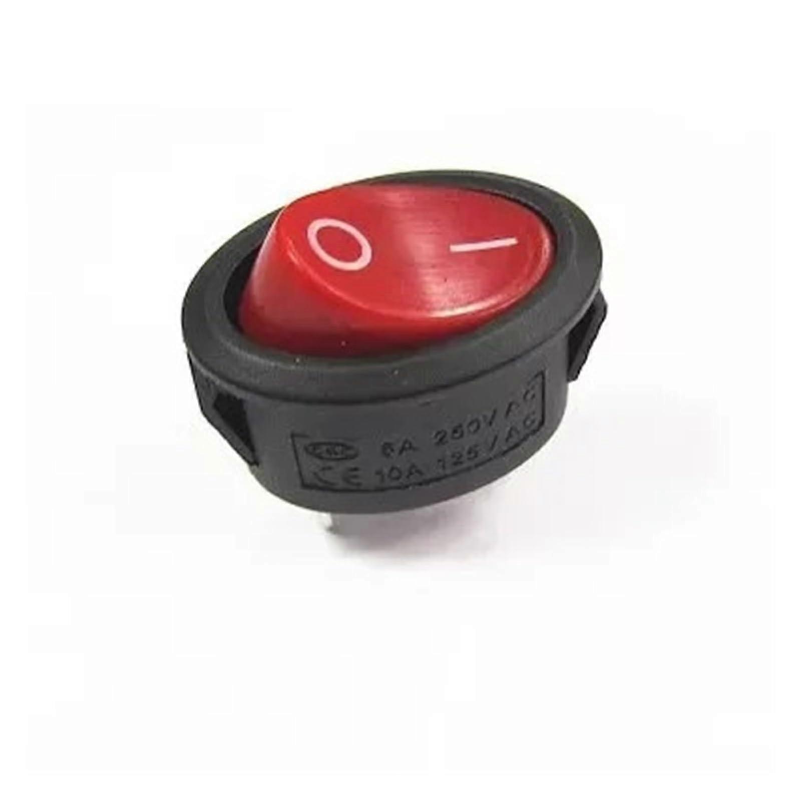 6A 250V Red Rocker Switch Round Boat OnOff 2 Pin Kettle Power Control Durable