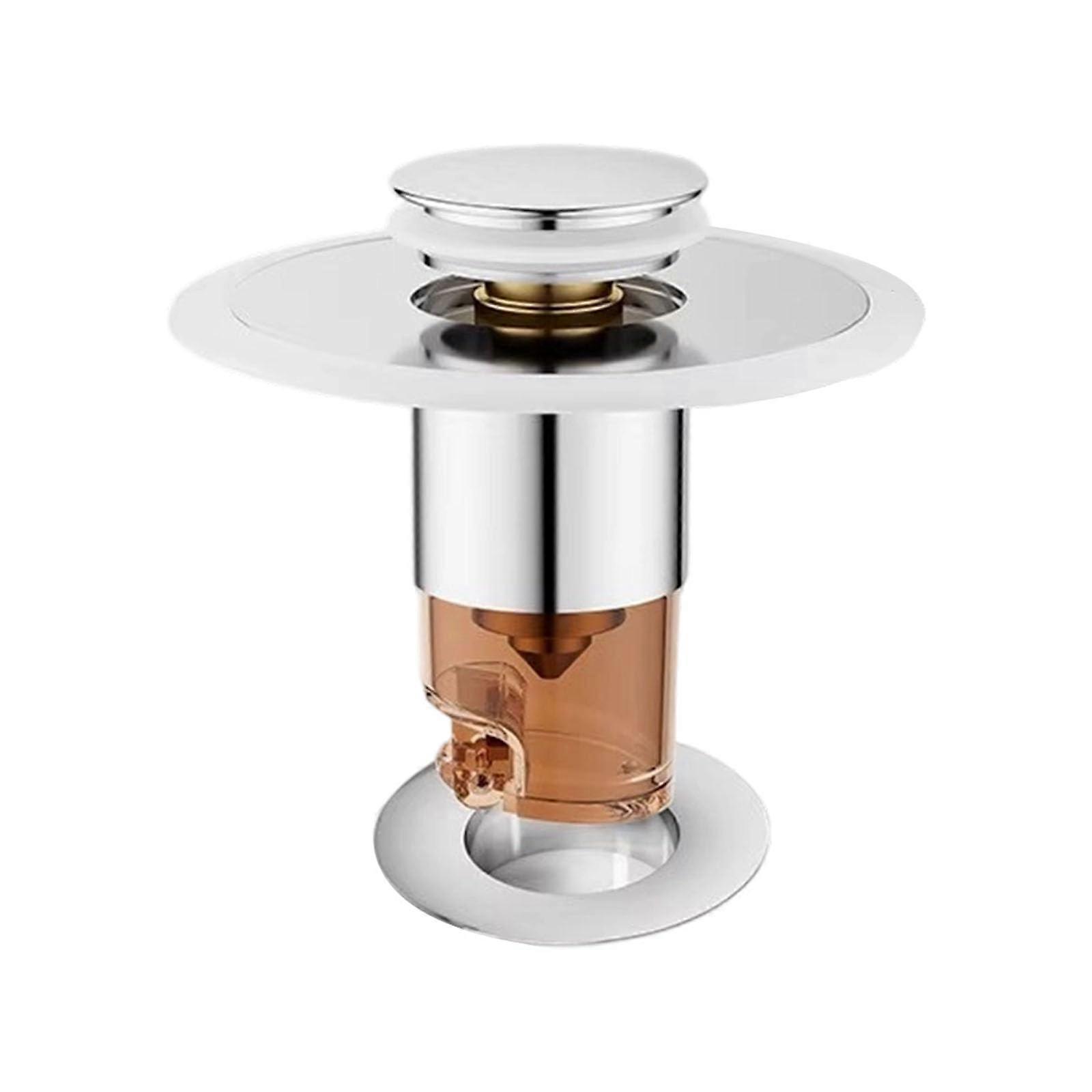 Brass Kitchen Sink Drain Stopper with Push Type Strainer Basket, Odor Block, Rust Resistant