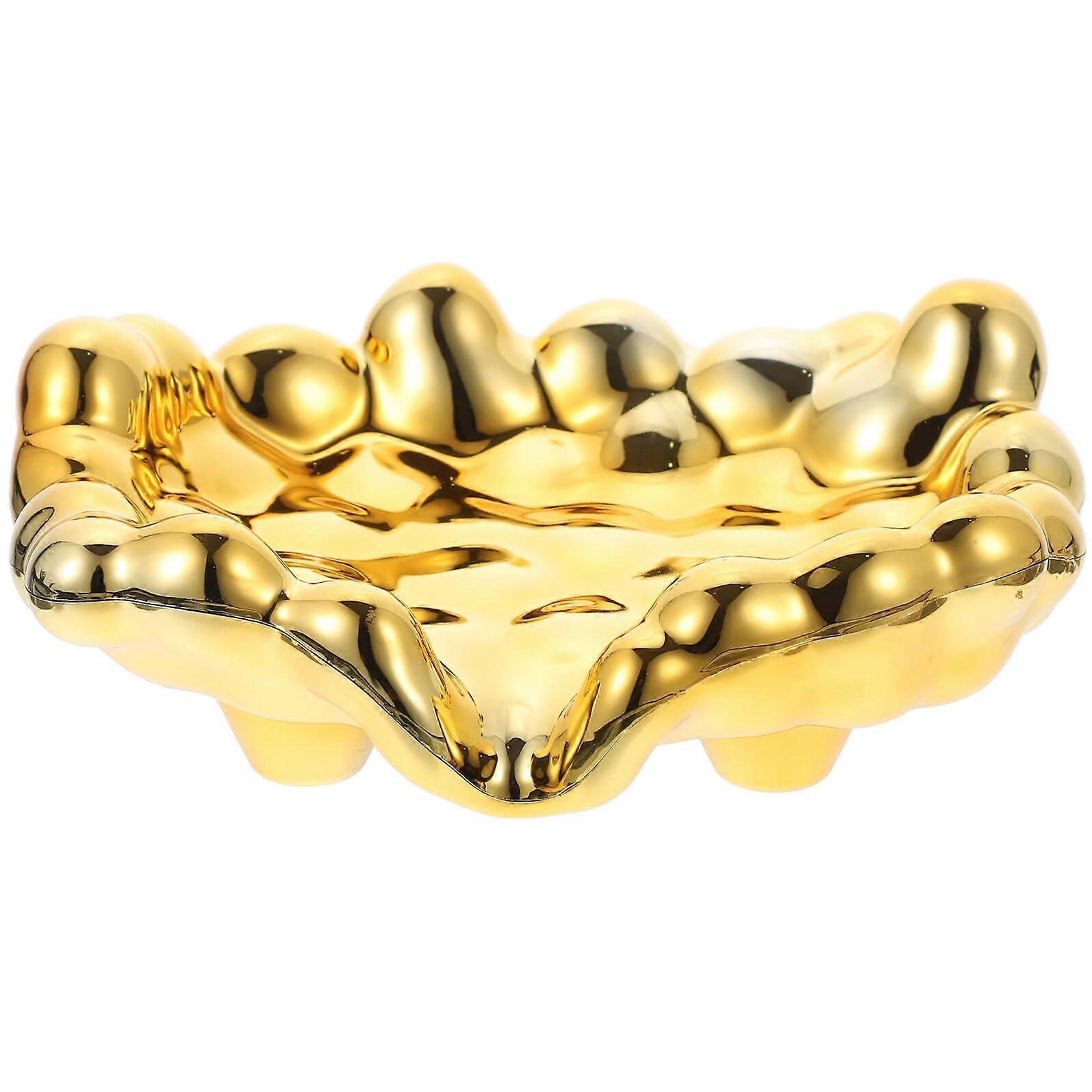 Gold Cloud Shaped Self Draining Soap Dish with Smooth Mirror Finish for Bathroom and Kitchen