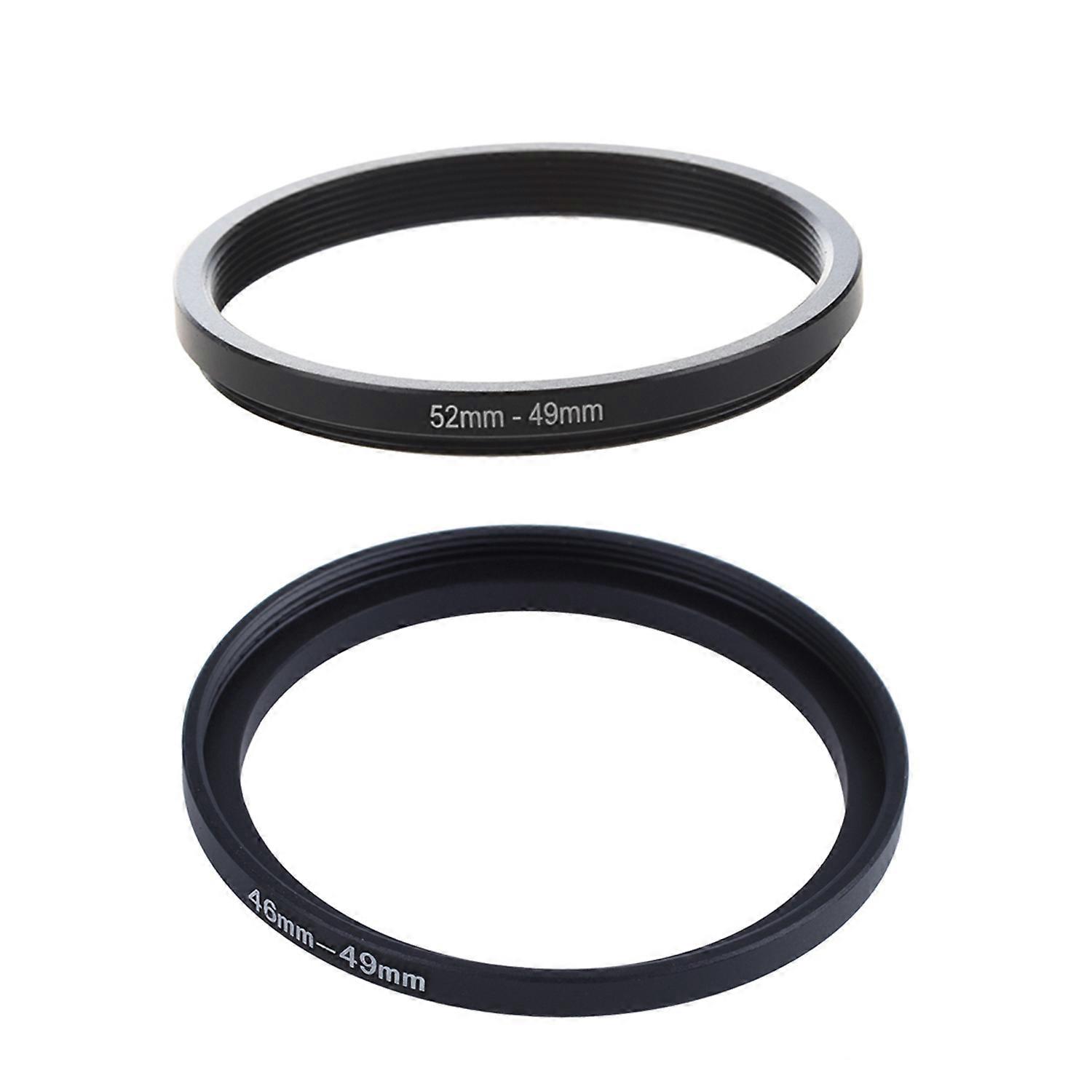 2Pcs Black Step Down Ring Adapter for Camera ,52Mm-49Mm & 46Mm - 49Mm