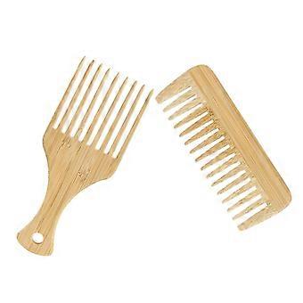 Wooden Wide Tooth Comb for Men Hair and Beard Detangling with Ergonomic Comfort Grip, 2pcs