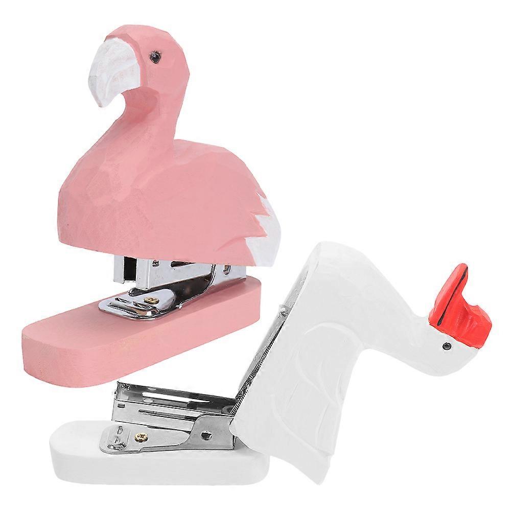Wooden Animal Shaped Stapler for Home and Office 2Pcs Creative Multi-Function Stapler