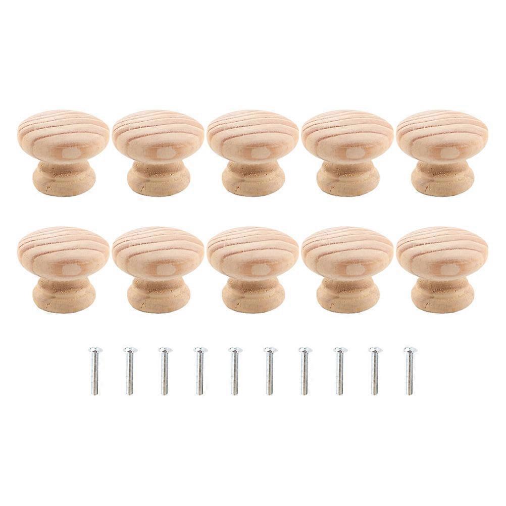 Solid Wood Cabinet Knobs for Drawer Use 10Pcs Vintage Wooden Handles Khaki