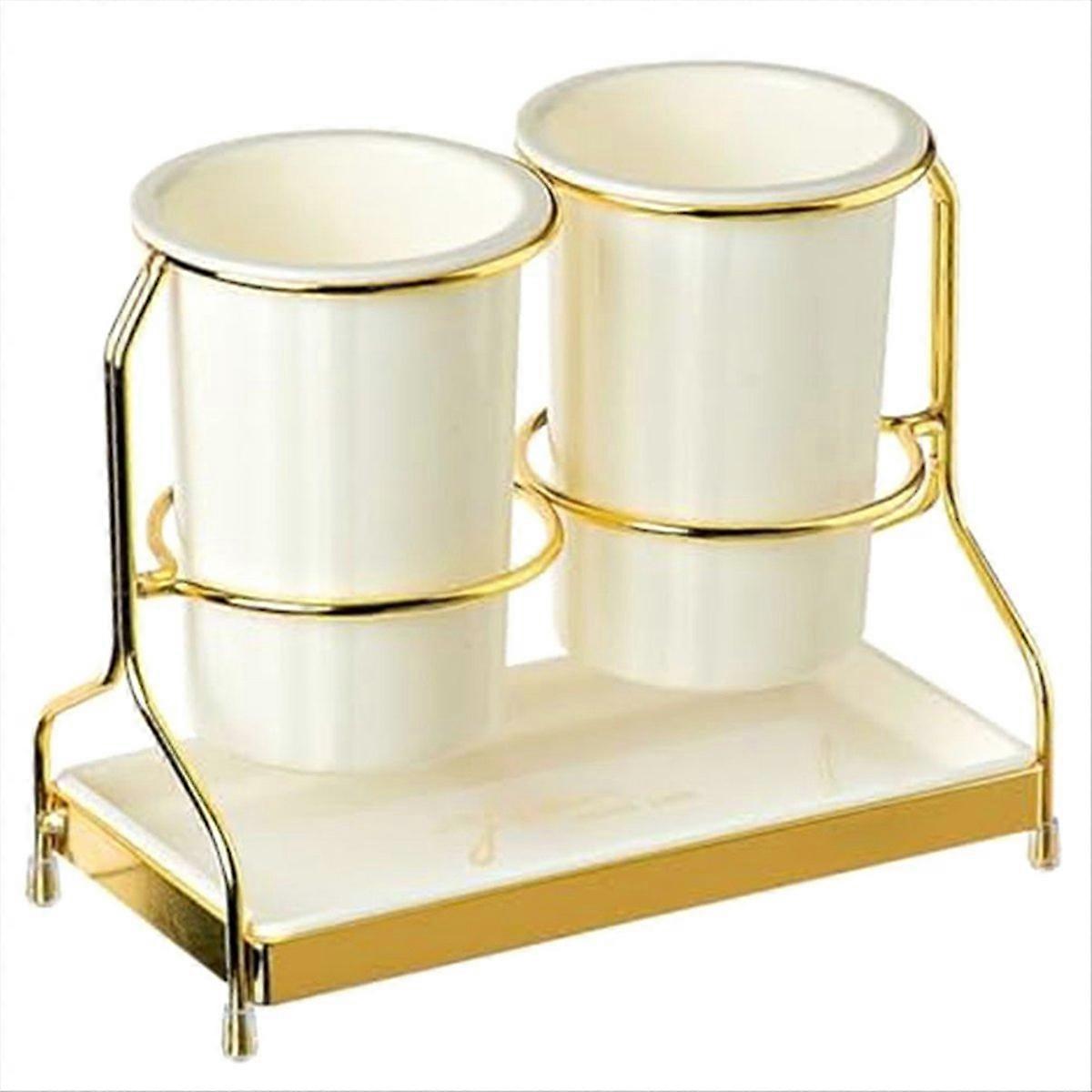 Tableware with Metal Rack, Kitchen Utensil Holder Crock,A