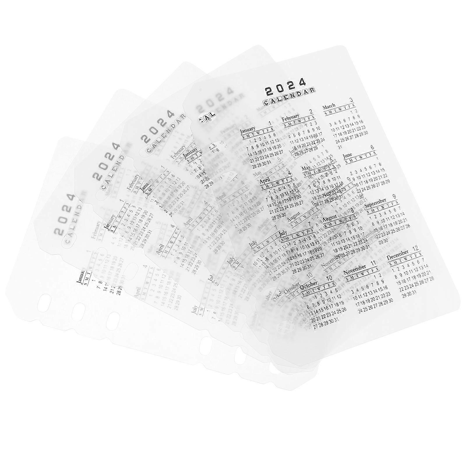 A6 Calendar Binder Divider for Notebook Detachable Divider 5Pcs Set