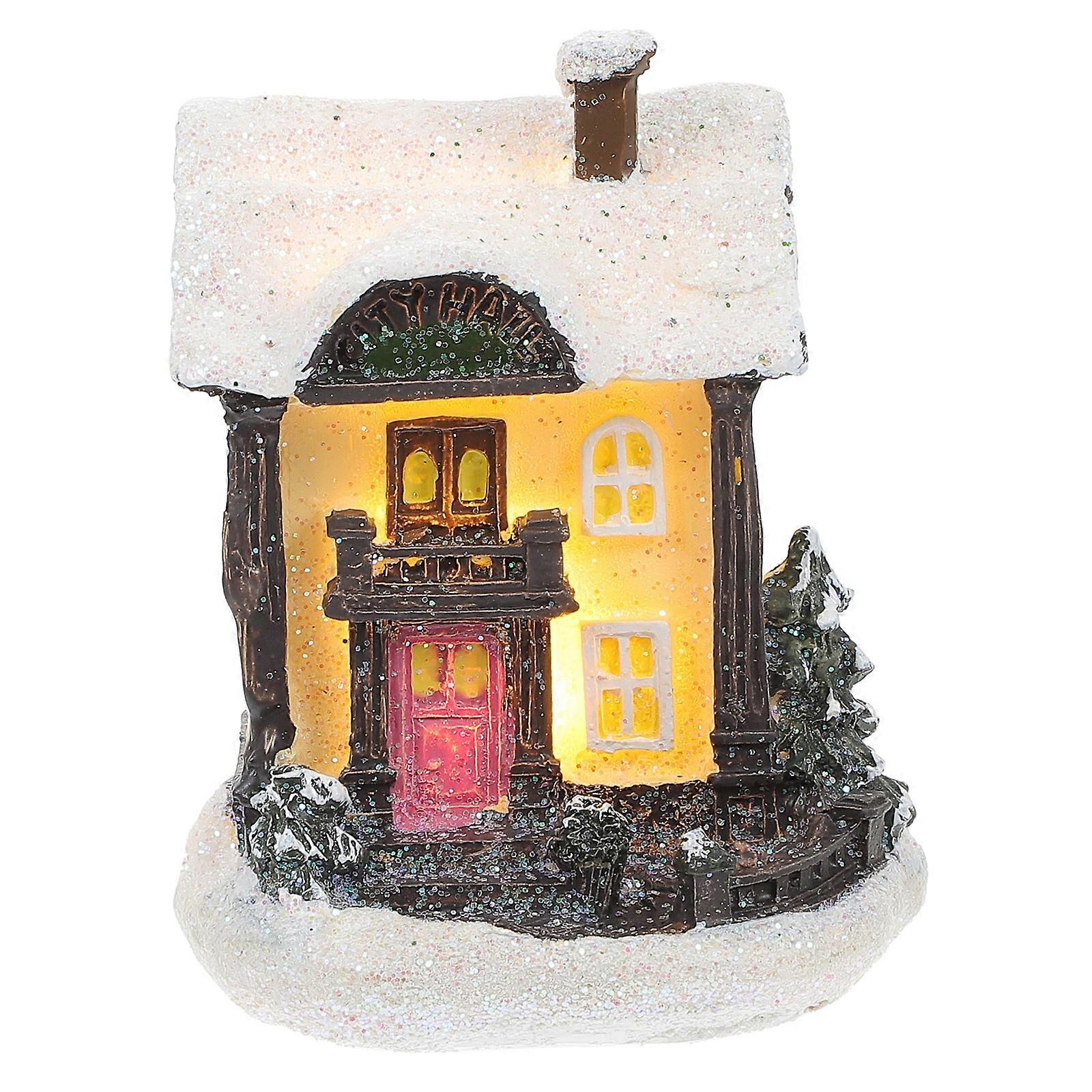 Christmas Lighted Mini House for Decoration Resin Assorted