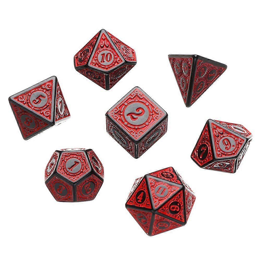 Red 7 Pcs for TRPG DND Dice Set Acrylic Multi-Sided 7-Die D4-D20 Polyhedral Dice Table Game Math Tabletop