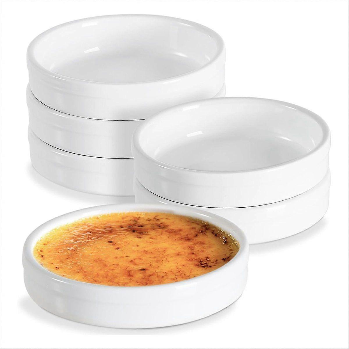 Ramekins 4 Oz, Creme Brulee Ramekins Oven Safe Ceramic Shallow 6pack