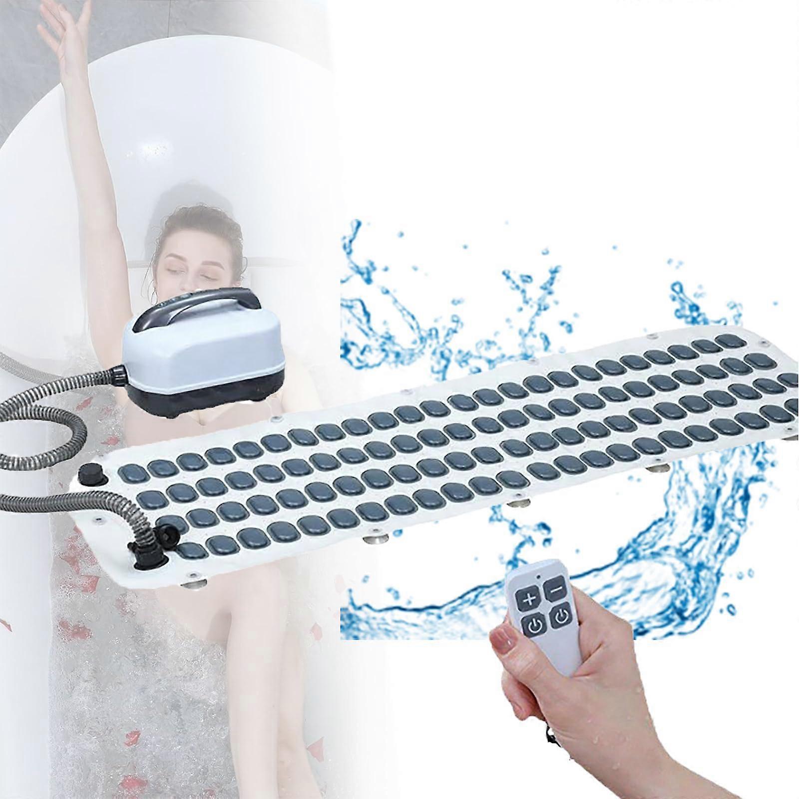 Inflatable Bath Spa Massage Mat with Adjustable Bubble Intensity, NonSlip Surface and Remote Control