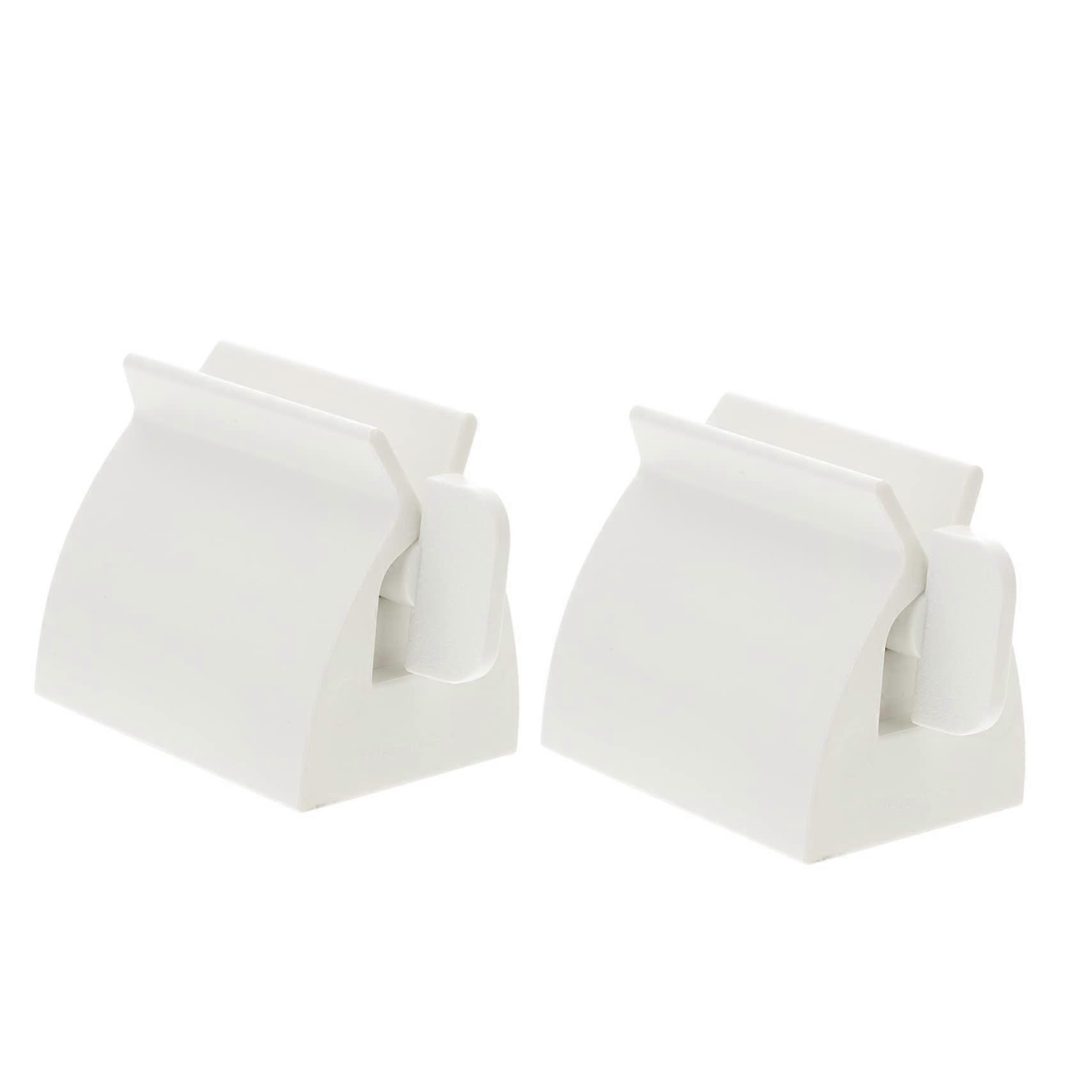 Toothpaste Squeezer and Dispenser Kit 2pcs White Plastic Holder for Bathroom, Reduce Waste