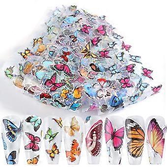 Laser Butterfly Nail Art Foils Holographic Transfer Stickers for Acrylic Nails Manicure 10 Sheets