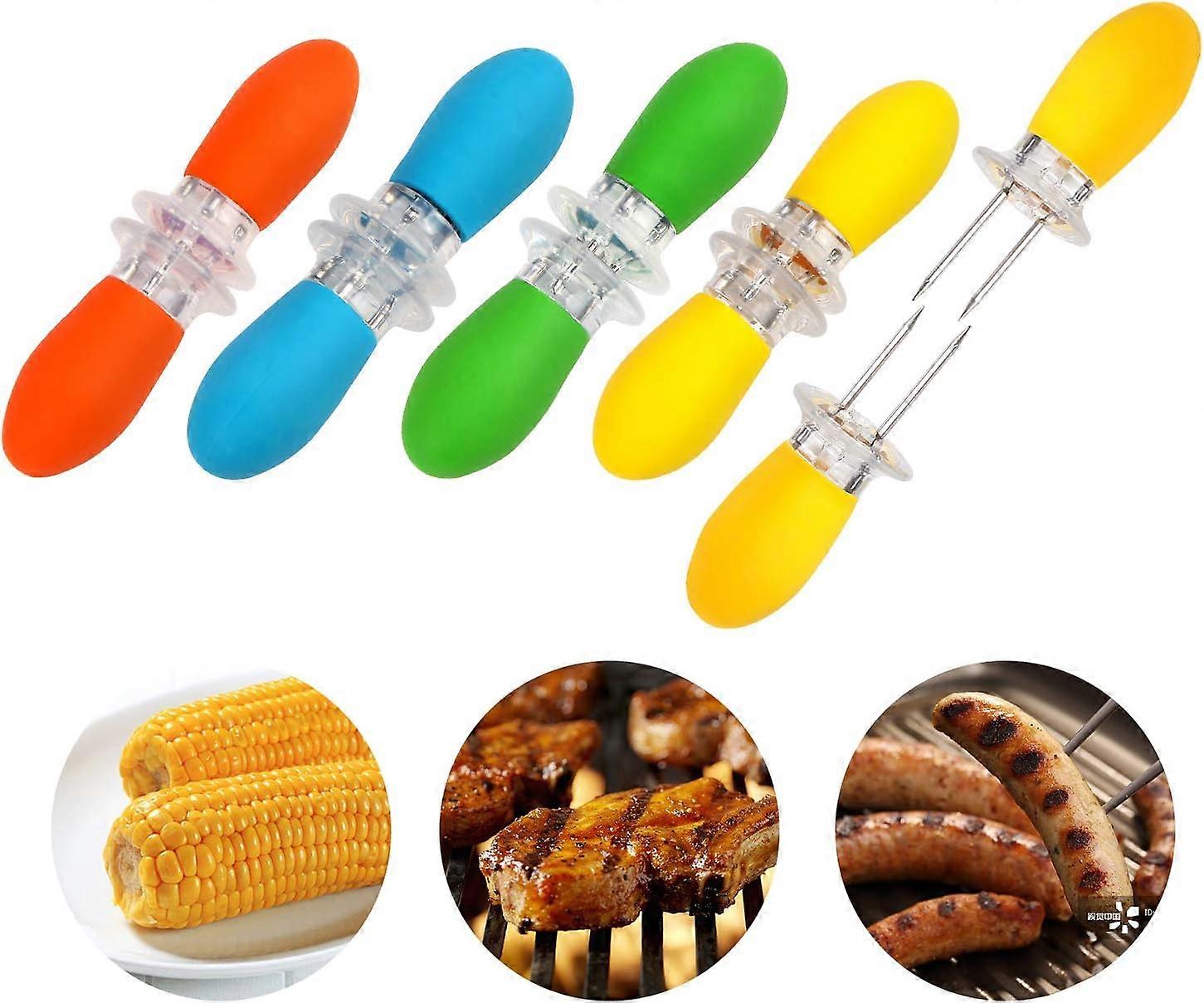 Interlocking Rust-Proof Corn Skewers Silicone-Grip Dining Essentials