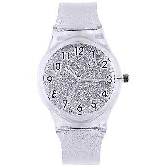 Glitter Kids Silicone Transparent Wristwatch, Silver Color, 2-Pack for Children