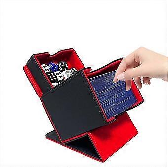 Kartenaufbewahrungsbox mit Würfelablage Sammelkartenetui zum Sammeln von Karten mit Spielhüllen Schwarz+Rot