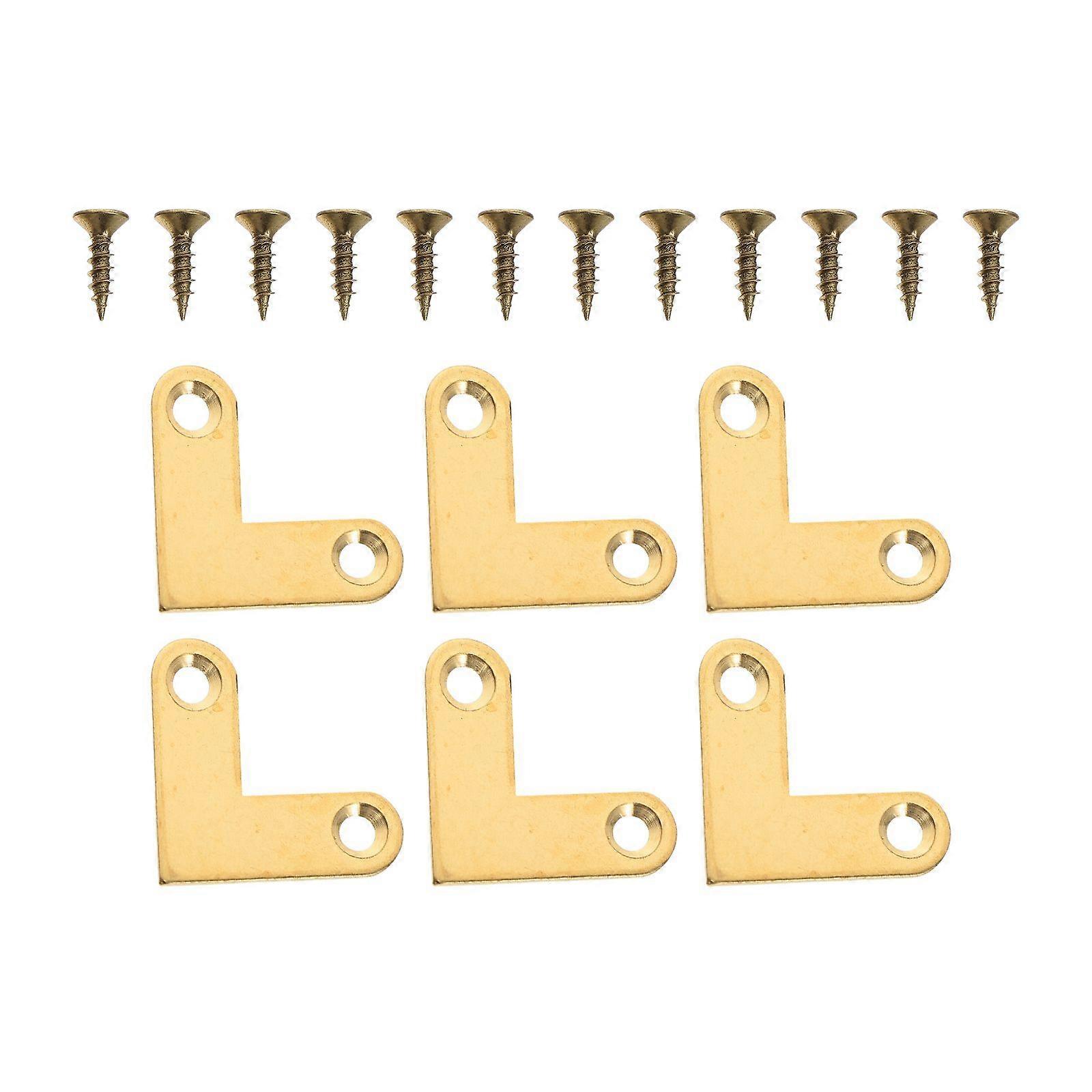 6Pcs Right Angle Corner Brackets Sturdy Corner Brackets Brass Bracket Joints