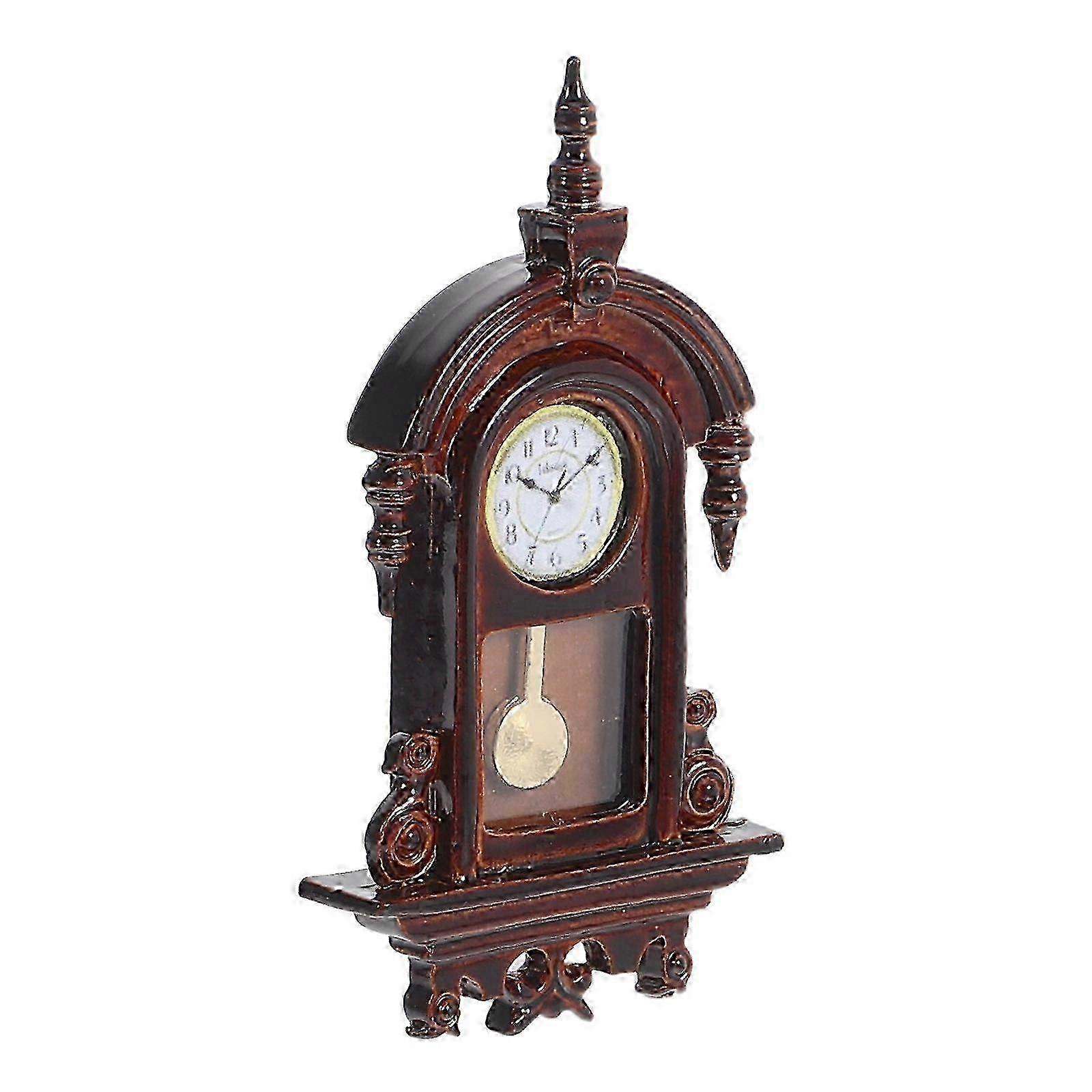 Miniature Clock Vintage Pendulum Clock Decor with for Mini Scenes
