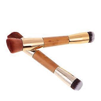 Dual Ended Cosmetics Brush Blending Blush Brush for Makeup Use 2Pcs Golden