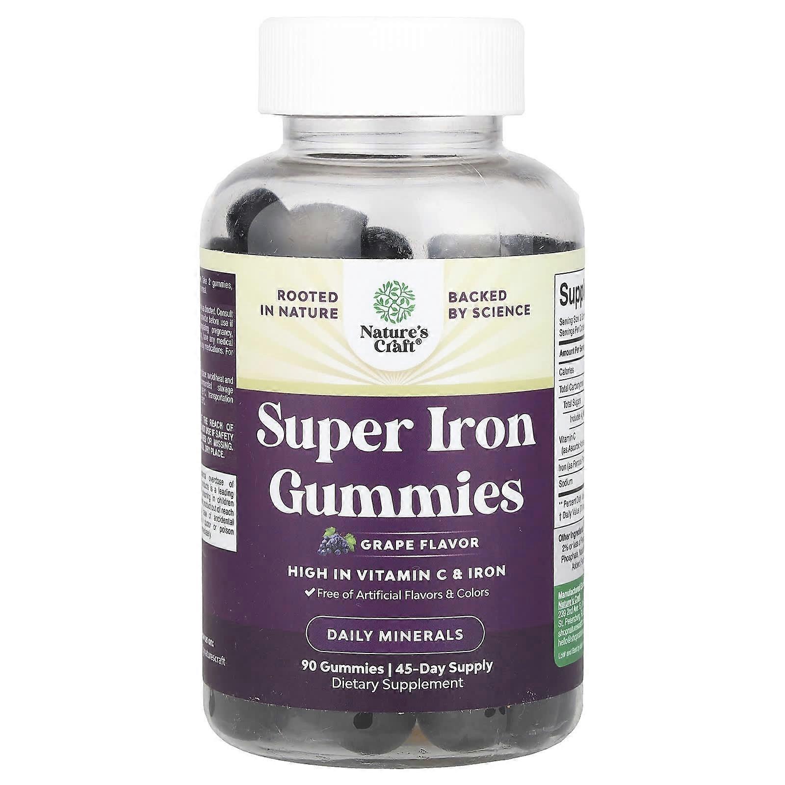Nature's Craft, Super Iron Gummies, Grape , 90 Gummies