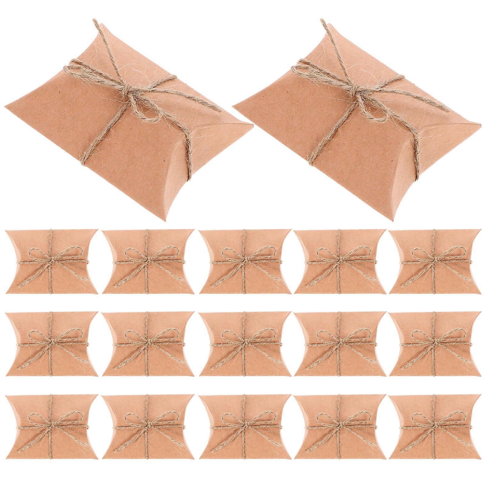 50 pcs Paper Pillow Boxes Small Gift Boxes Candy Packaging Boxes Gift Wrapping Boxes with Ropes