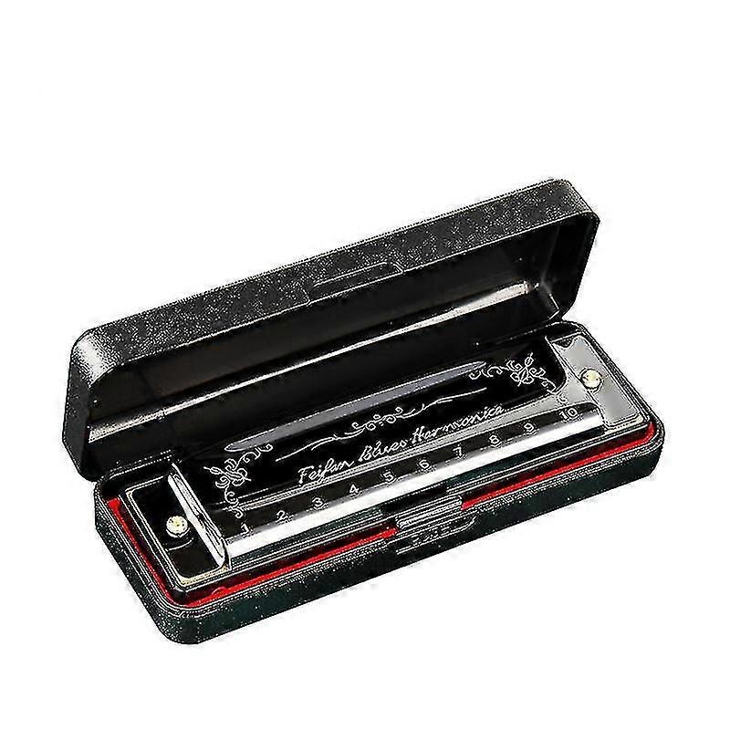 10 Hole 20 Harmonica Blues Deluxe Harmonica Beginner C Harmonica - Black - High-Quality Harmonica