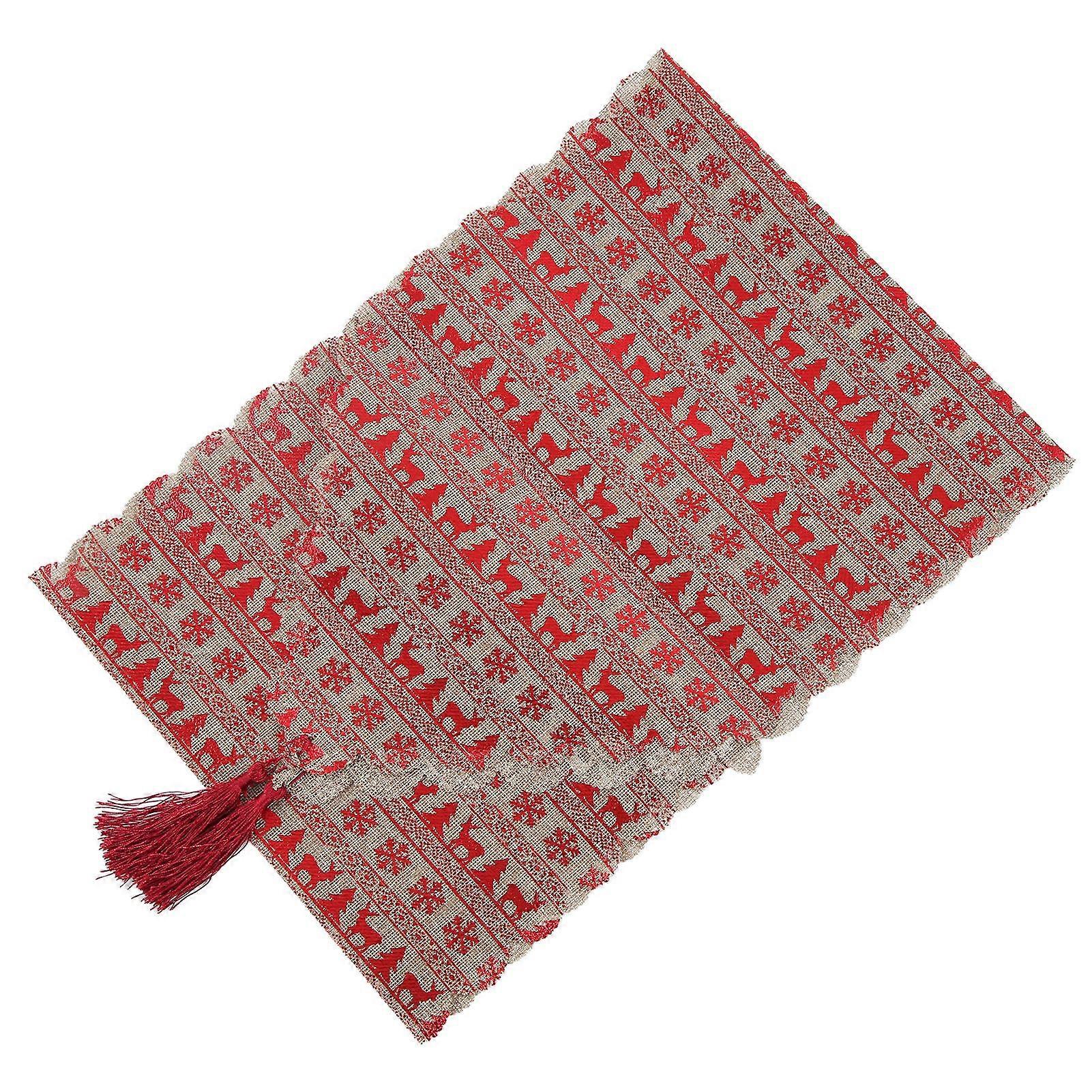 Christmas Table Runner Elegant Beautiful Exquisite Classic Pattern Durable Table RunnerLinen Elk