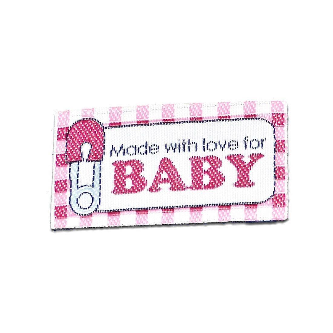 Patch - Made with love for Baby - rosa vit - 4,8x2,6cm - Patch
