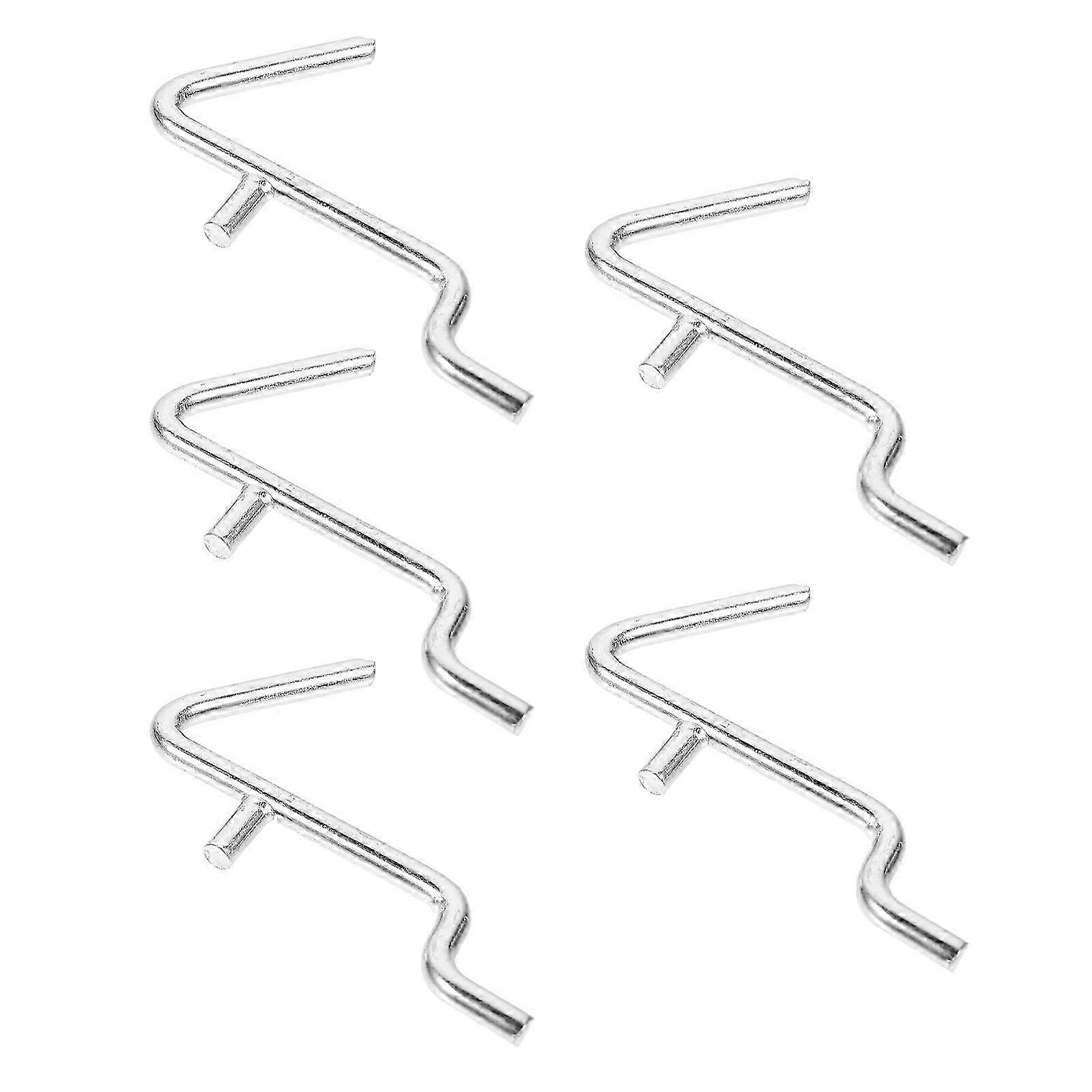 Silver V Shape Pegboard Hook compatible with Hanging Use 5Pcs Metal Storage Hooks