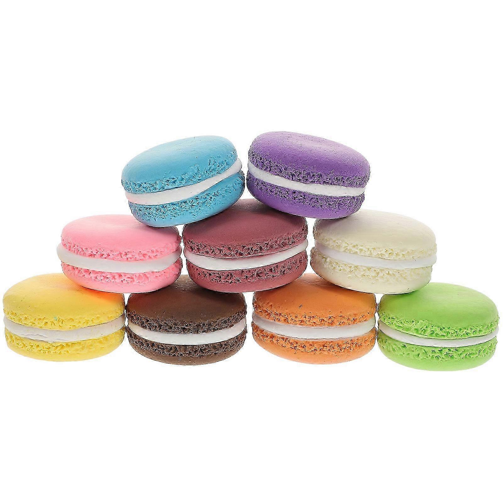Artificial Macaron Cake Model compatible with Decor 9Pcs Assorted Color Tabletop Dessert
