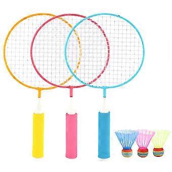 4 Pcs Raquete de Badminton Colorida Treinamento para Iniciantes Esportes ao Ar Livre Lazer Brinquedos Conjunto de Badminton para Crianças Crianças Brincando de Brinquedo (2 Pcs Raquete, 2 Pcs Azul Ruim