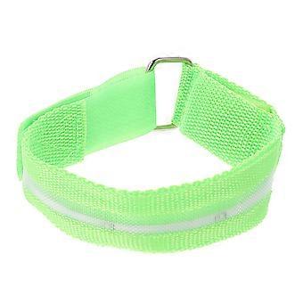 LED Arm Safety Strap Adjustable for Outdoor Night Running 2Pcs Green Luminous Bands