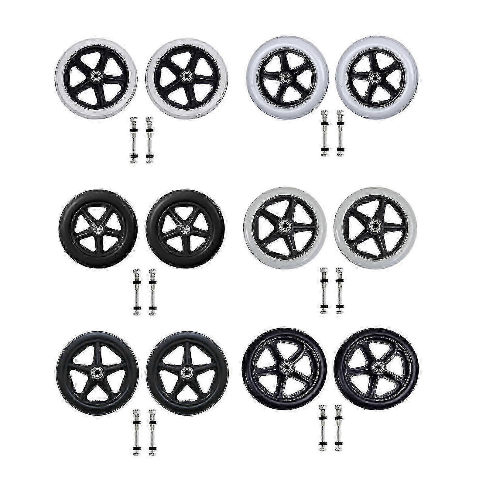 2Pcs Universal Wheelchair Front Caster Wheels 6/7/8in Solid Tire Replacement Durable Accessories