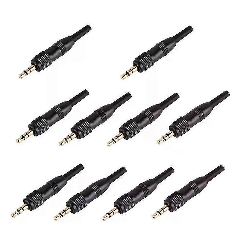 10 35mm stereo screw-lock audio lock connectors, compatible with Sennheiser, Sony, and Nady Audio 2000s microphone adapters.