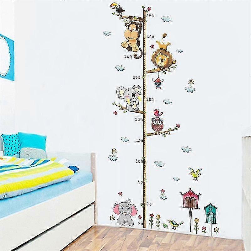 Cartoon animals height measure wall sticker