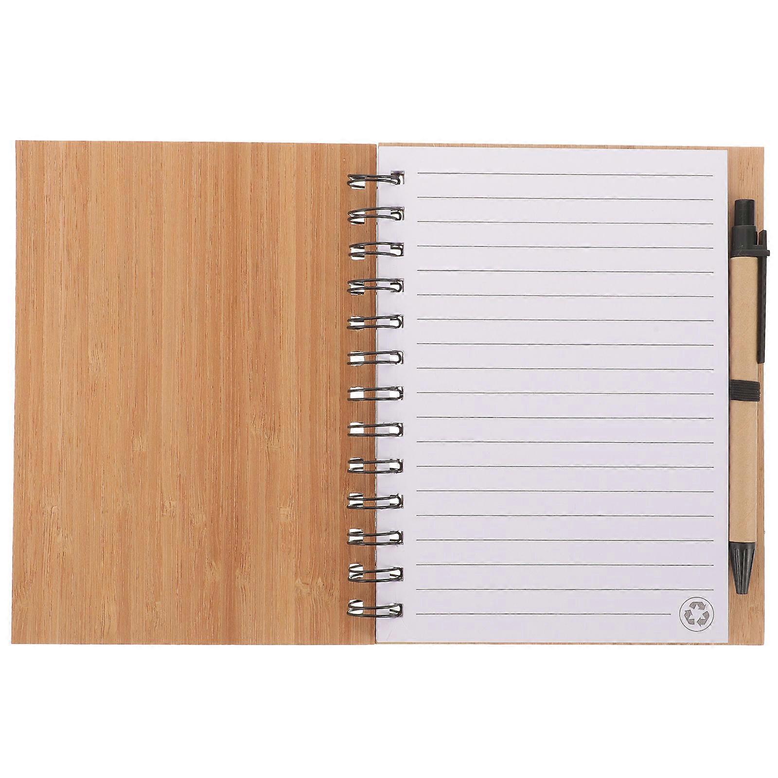 Office Bamboo Cover Notebook with Convenient 1Set Notepad
