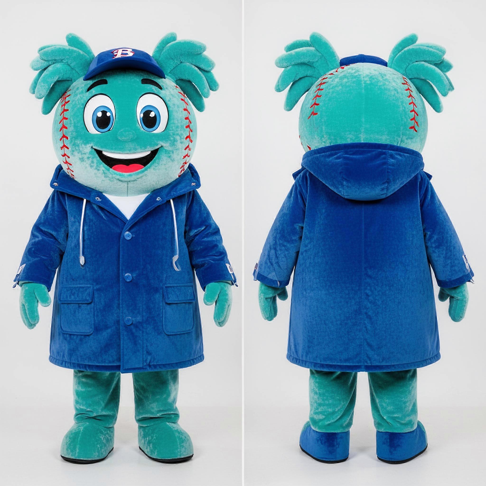 MASTICOT Teal Velvety Baseball Ball Mascot