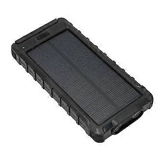 Chargeur solaire portable 20 000 mAh avec boussole et lampe de poche LED pour l'extérieur, noir
