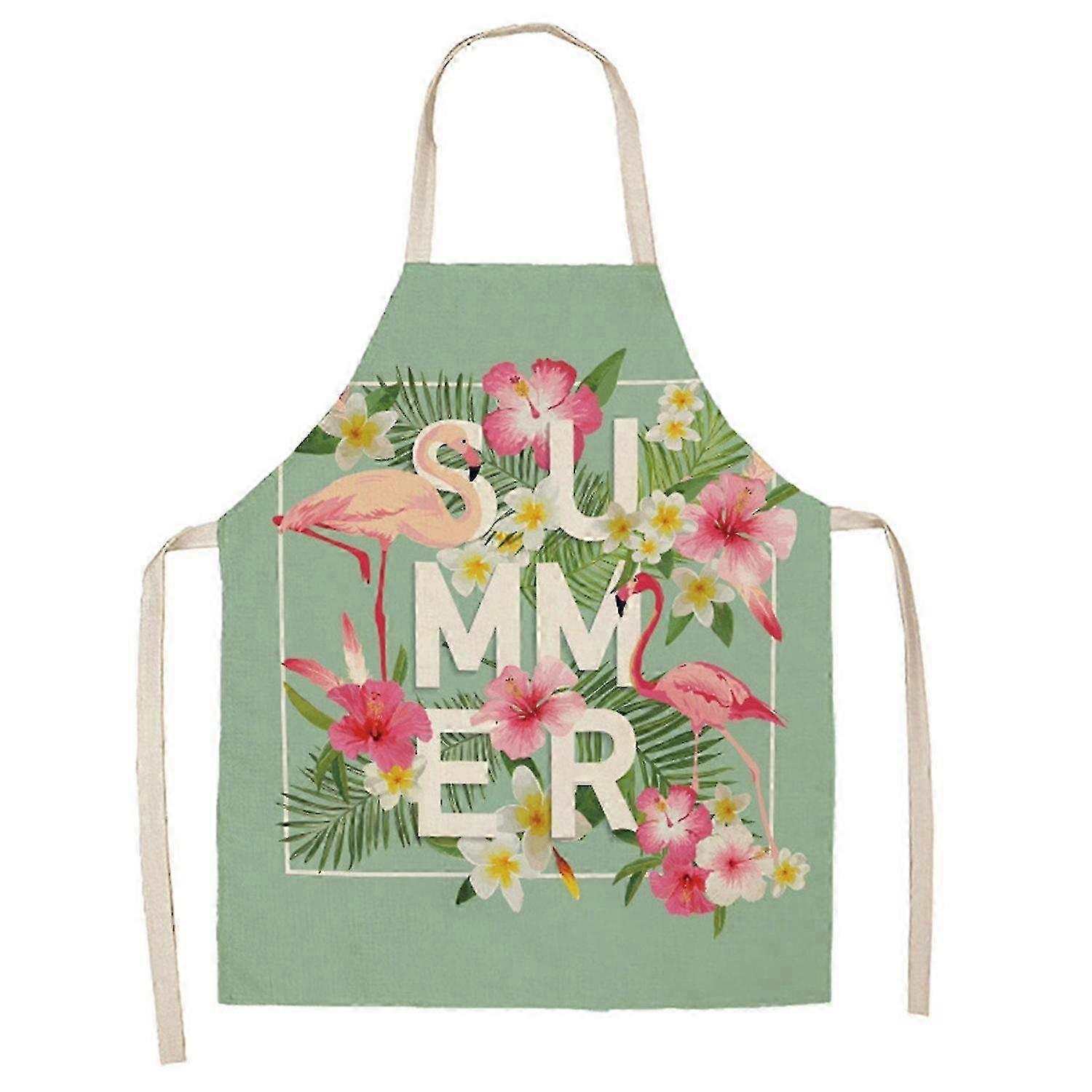 Halter Flax Apron Adjustable Tropical