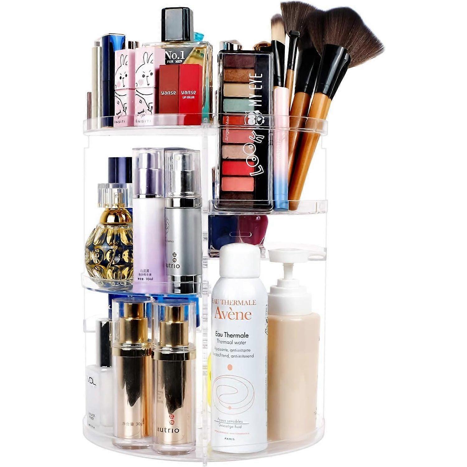 Cosmetic Carousel, Washable Removable Trays, Adjustable Shelf Height