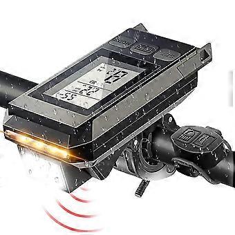 4 in 1 Fahrradscheinwerfer mit LCD-Display Tachometer und Hupe USB wiederaufladbare Fahrradcomputer für O