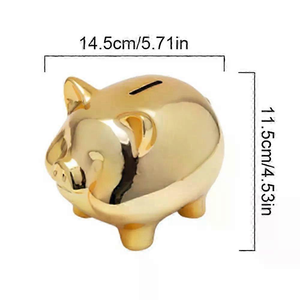 Easy-Access Gold Ceramic Pig Bank