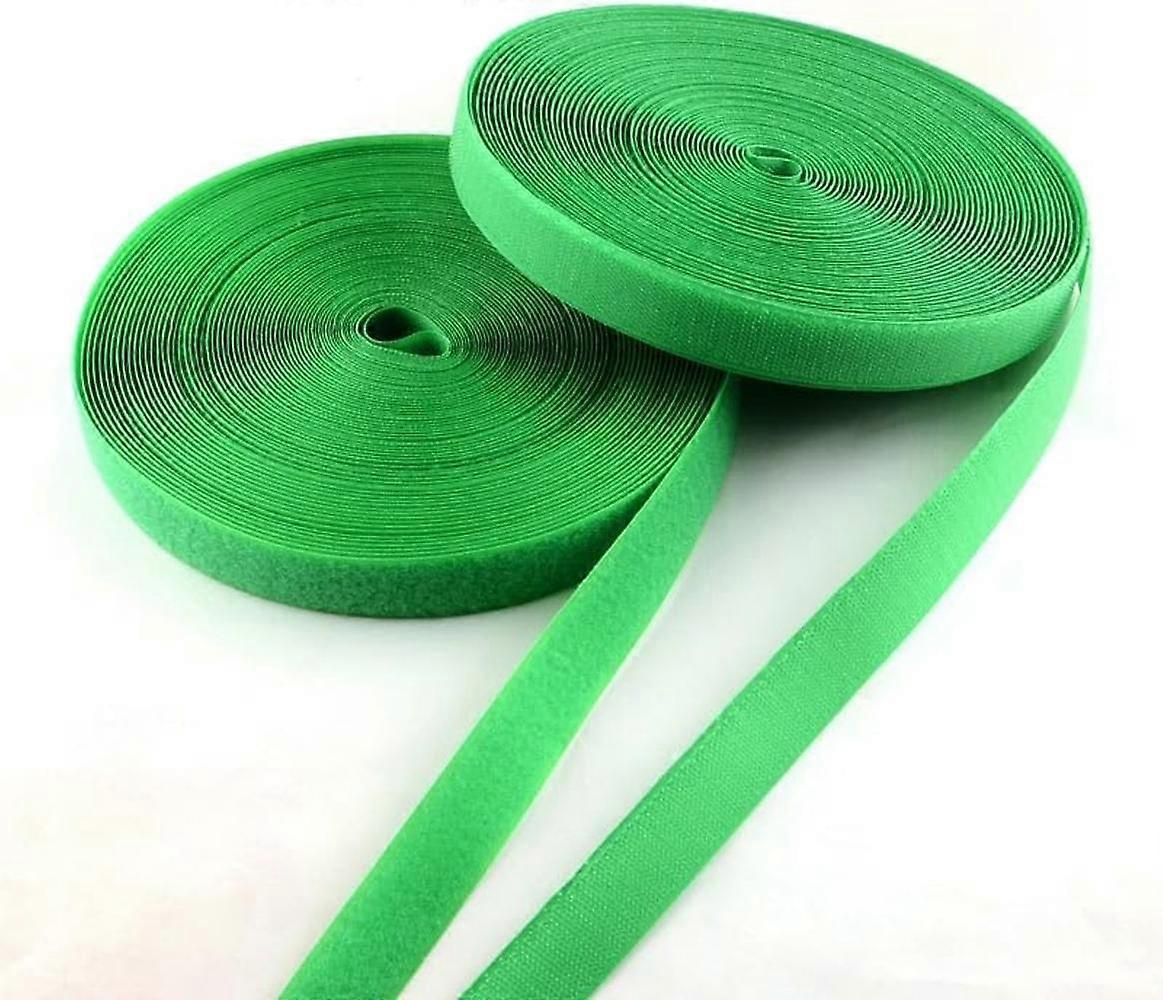 2 Rolls Adhesive Hook Loop Tapes Magic Tapes with 50% Nylon 50% Polyester Green 25mm