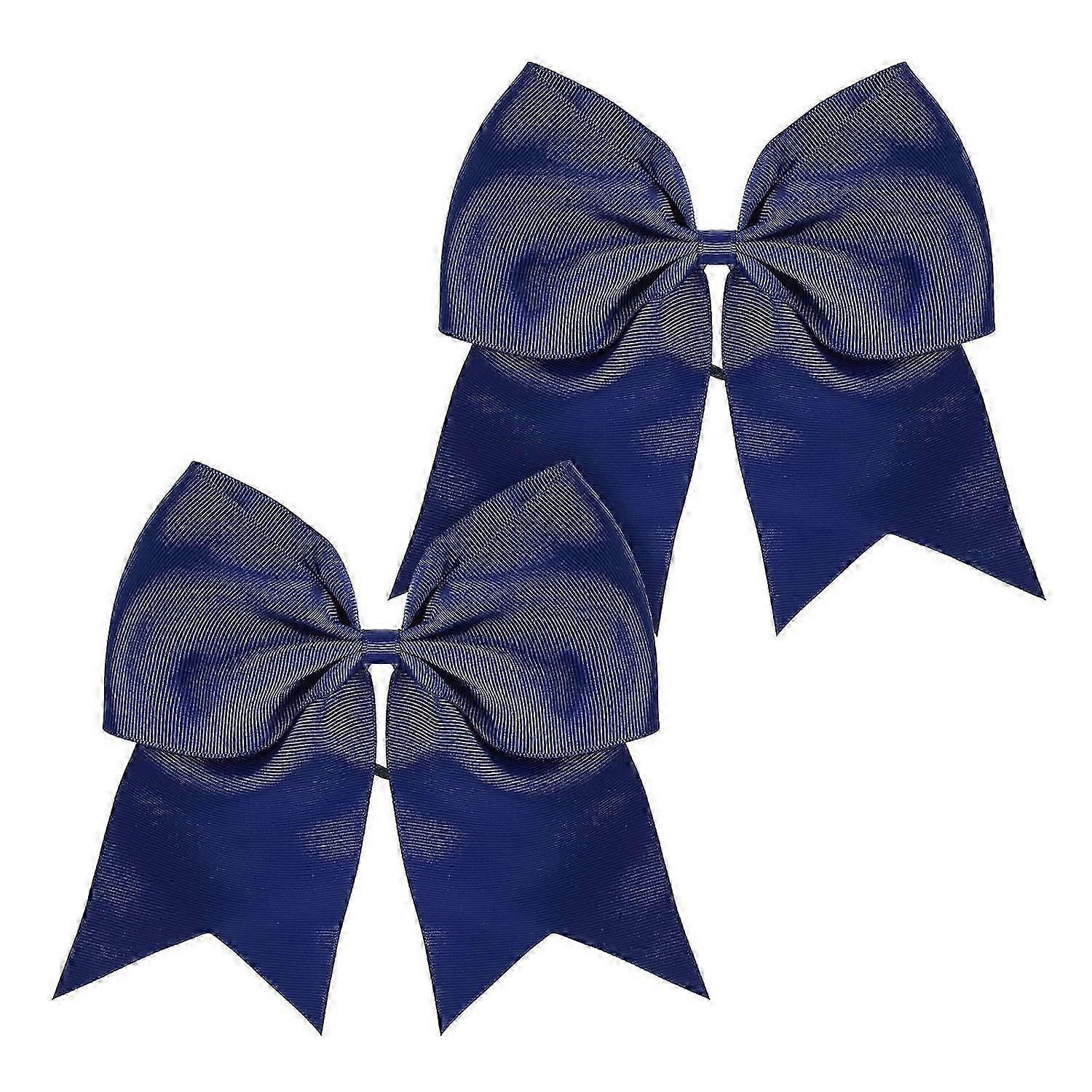 8 Inch Navy Cheer Bow Twisted Elastic