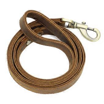 6.5 inch Hand-Made Genuine Leather Cowhide Pet Dog Leashes Accessories Collars Harnesses Leads Supplies Double-End Ventilate