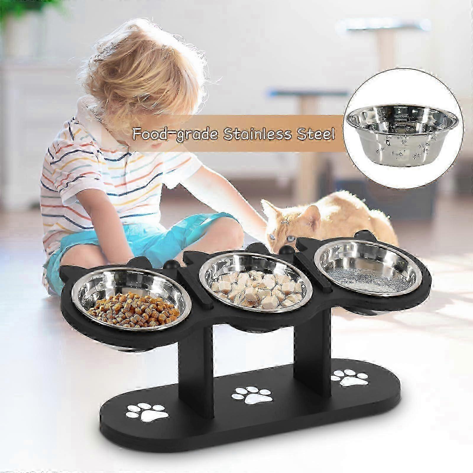 Adjustable 15° Tilted Cat Bowl Set