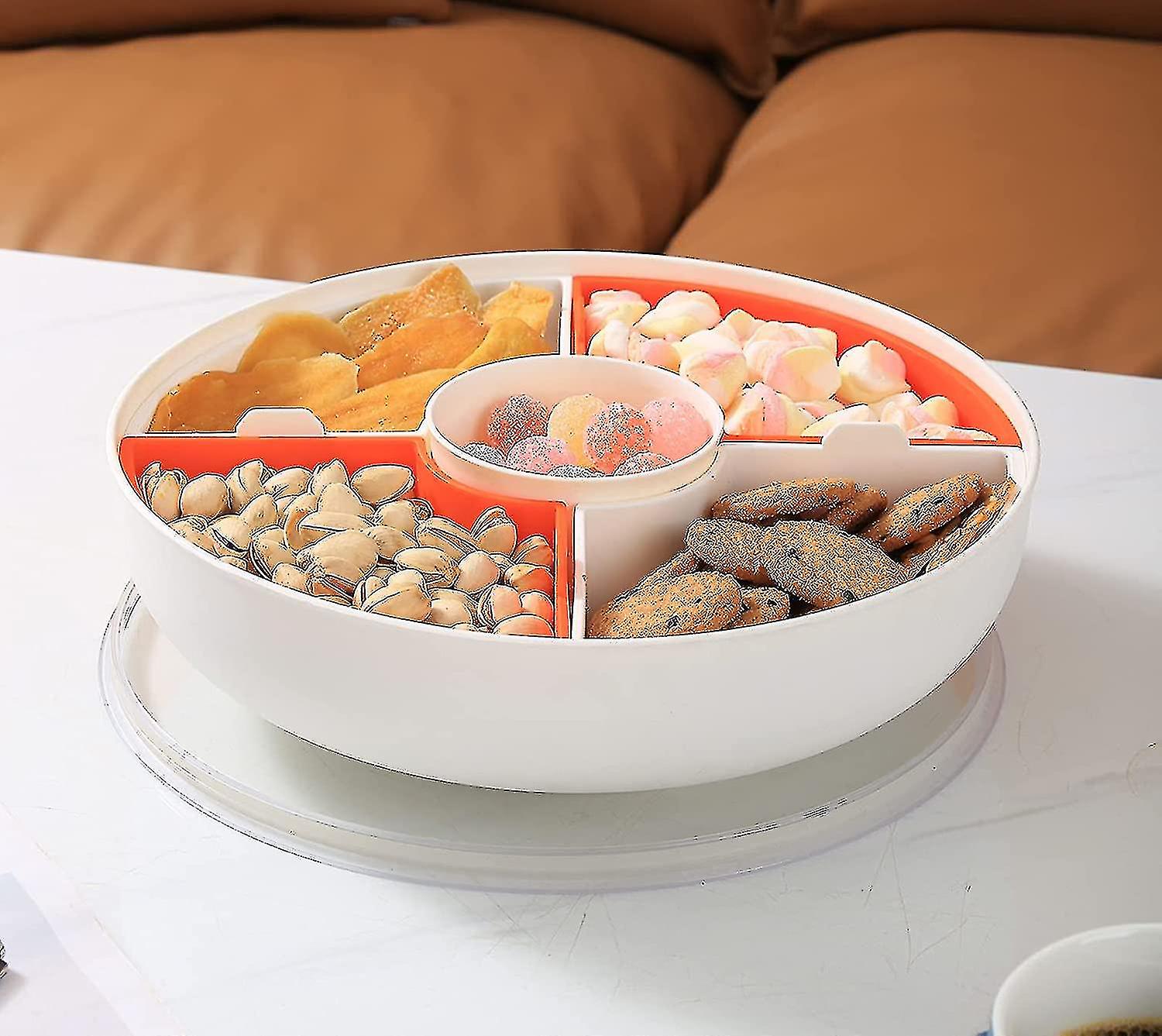 أطباق تقديم مقسمة مع غطاء ، أوعية تقديم ، صينية وجبات خفيفة متعددة الوظائف للفواكه والمكسرات والحلوى والبسكويت والخضروات عالية الجودة