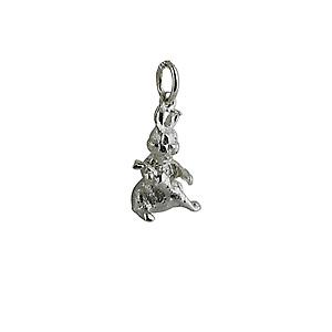 Silver 16x9mm solid Rabbit with Carrot Pendant or Charm