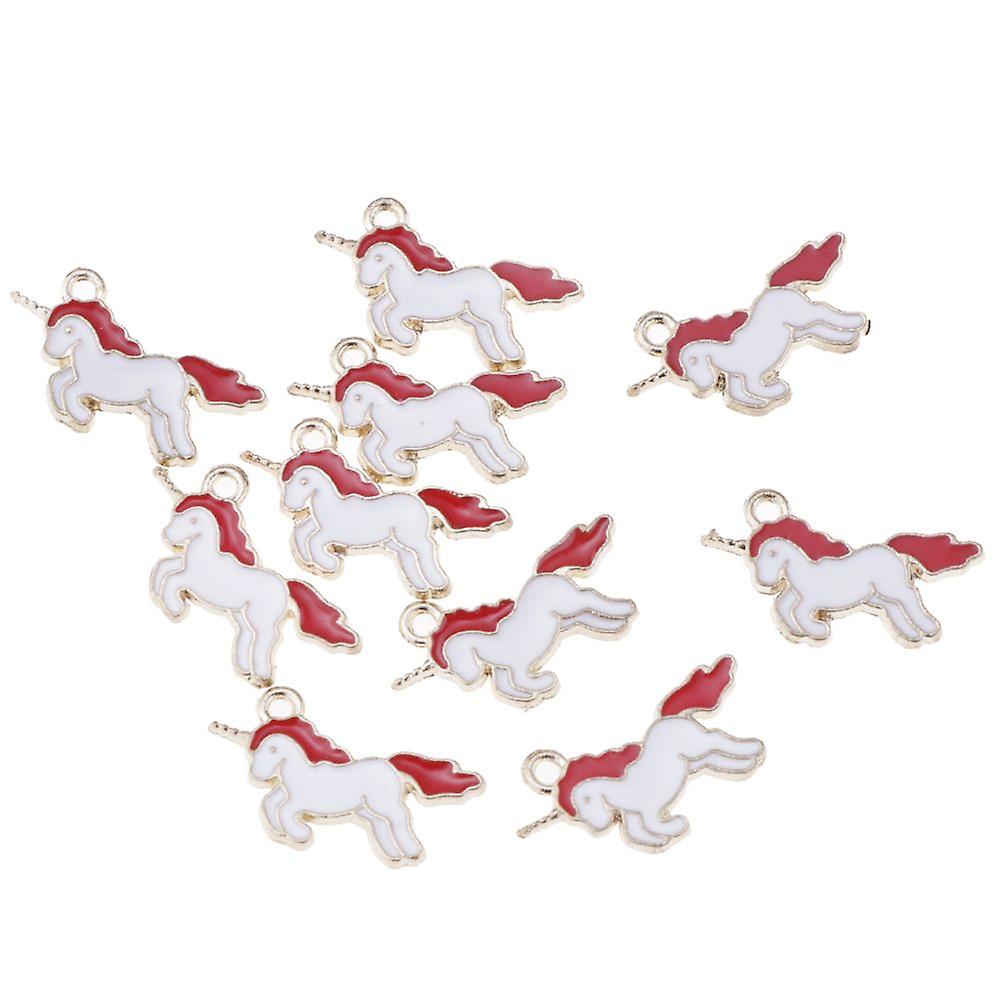 10pcs Unicorn Charms Findings Pendant Beads Jewelry Making Crafts Red